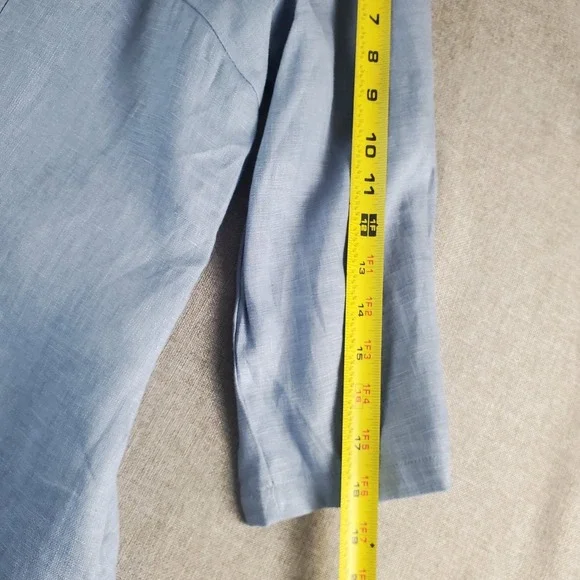 Lintico Womens Shirt Dress Tunic XL Blue 100% Linen Dillon Lagenlook Hand Button - Picture 12 of 12